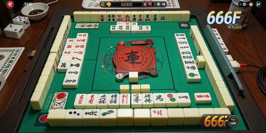 Screenshot gameplay 666F yang menampilkan pertarungan Mahjong yang mendebarkan.