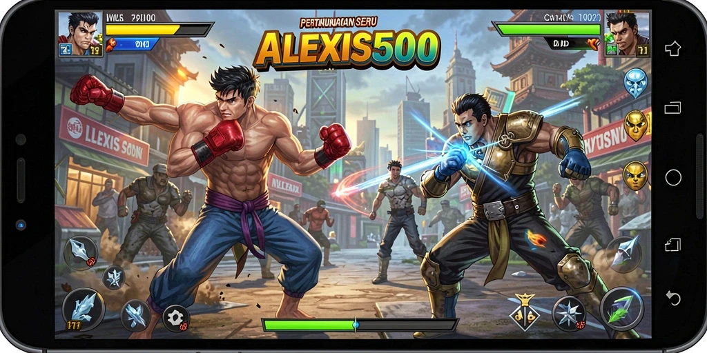 Screenshot ALEXIS500 menampilkan aksi pertarungan yang intens dan grafis menawan.