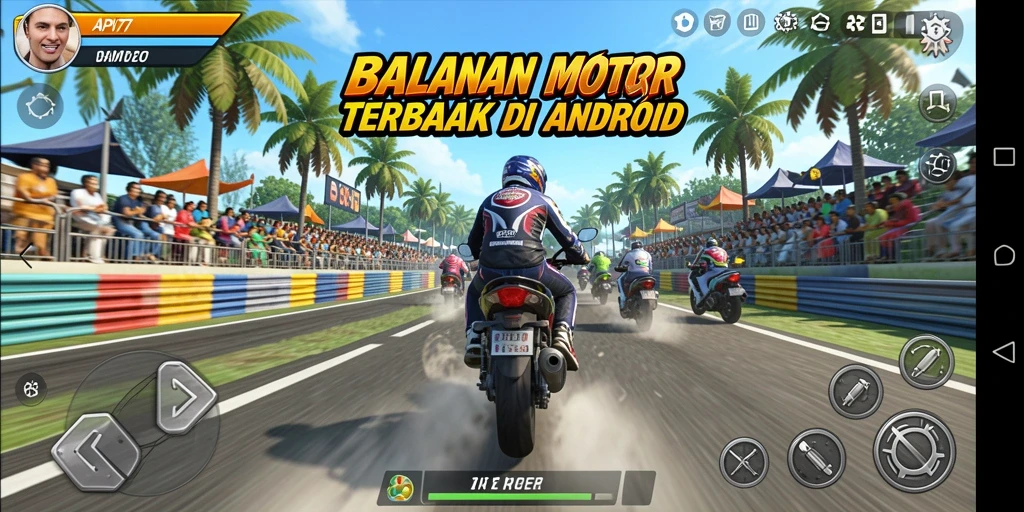 Tampilan menegangkan dalam gameplay balapan motor API77.