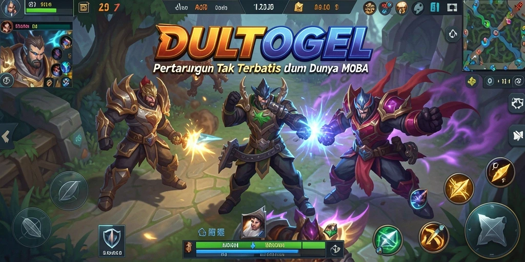 Screenshot DULTOGEL menampilkan aksi seru dalam pertempuran MOBA.