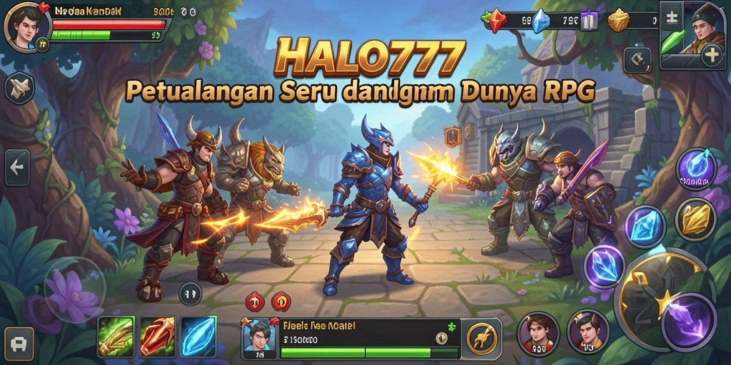 Tangkapan layar utama HALO777 menampilkan aksi seru dalam petualangan RPG.