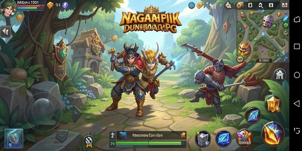 Screenshot NAGA1001 menampilkan aksi seru dalam pertempuran RPG.