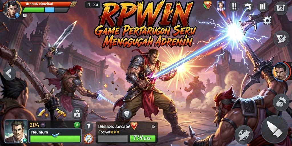 Tampilkan aksi pertarungan intens dari RPWIN dengan karakter yang beragam.