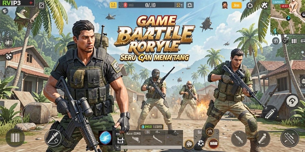 Menampilkan gameplay Battle Royale dengan intensitas pertempuran yang tinggi.