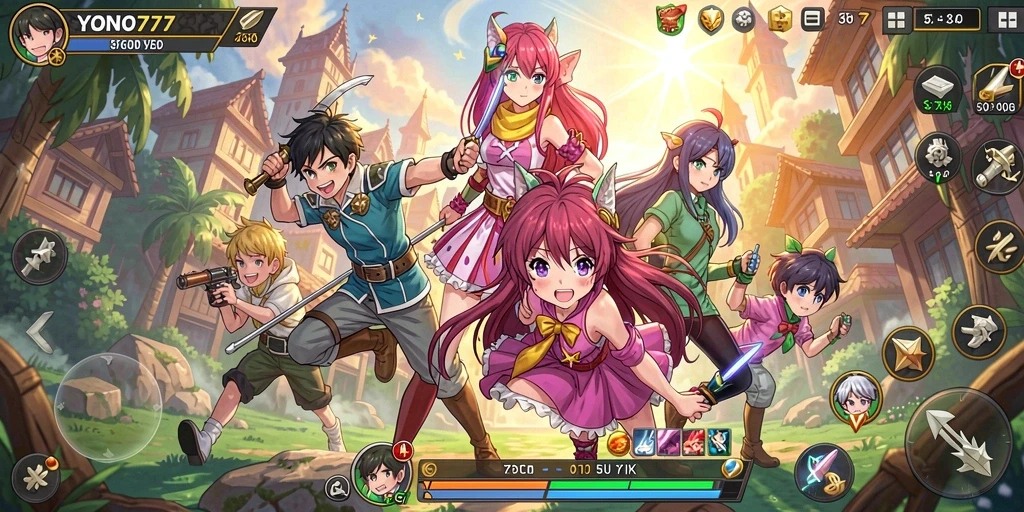 Tampilan mendebarkan dari gameplay YONO777 yang penuh aksi anime.